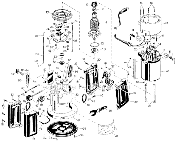Page A Diagram and Parts List for 7615 Type 3 Black and Decker Router